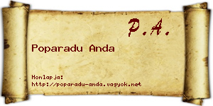 Poparadu Anda névjegykártya